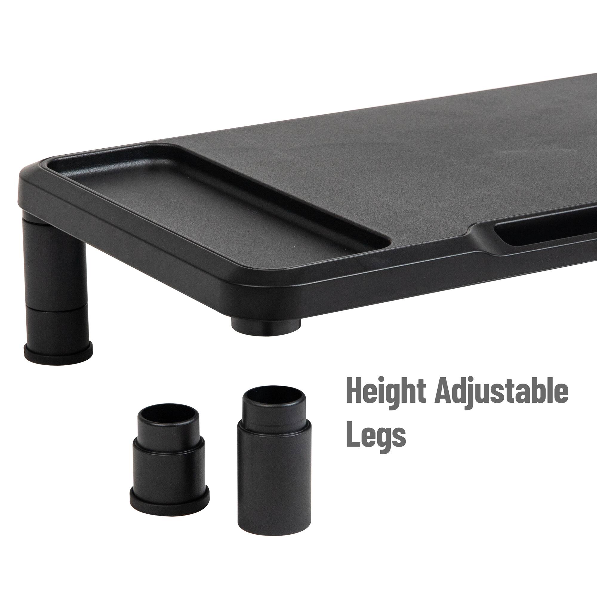 Mind Reader Monitor Stand, Laptop Riser, Desktop Organizer, Office, Plastic, Set of 2, Black